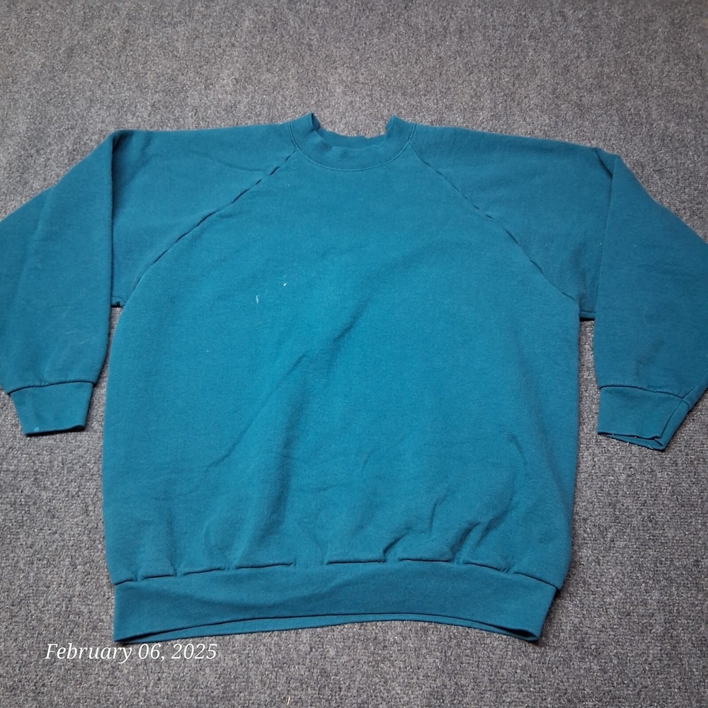 * Vintage Fruit of the Loom Sweatshirt Women XL Blank Plain Teal